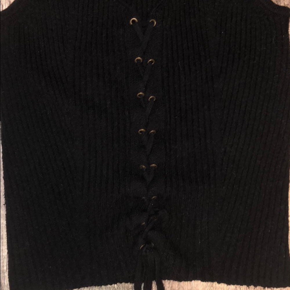 AE Ribbed Front Lace Up Sweater Tank - Picture 3 of 5